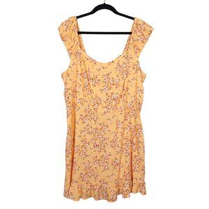 OLD NAVY Floral Dress Yellow Ruffle Hem Mini Summer Smocked Dress 2X